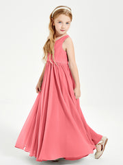 Robes de Demoiselle d'Honneur Junior Élégantes Sans Manches Pastèque
