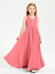 Robes de Demoiselle d'Honneur Junior Élégantes Sans Manches Pastèque
