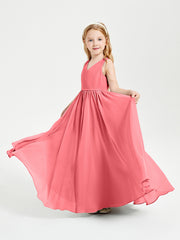 Robes de Demoiselle d'Honneur Junior Élégantes Sans Manches Pastèque