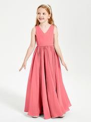Robes de Demoiselle d'Honneur Junior Élégantes Sans Manches Pastèque