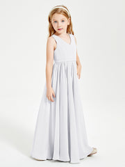 Robes de Demoiselle d'Honneur Junior Élégantes Sans Manches Blanc