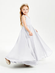 Robes de Demoiselle d'Honneur Junior Élégantes Sans Manches Blanc