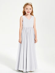 Robes de Demoiselle d'Honneur Junior Élégantes Sans Manches Blanc