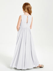 Robes de Demoiselle d'Honneur Junior Élégantes Sans Manches Blanc