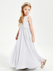 Robes de Demoiselle d'Honneur Junior Élégantes Sans Manches Blanc