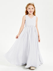 Robes de Demoiselle d'Honneur Junior Élégantes Sans Manches Blanc