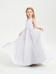 Robes de Demoiselle d'Honneur Junior Élégantes Sans Manches Blanc