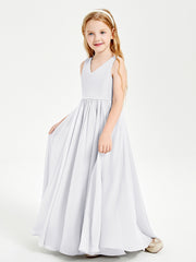 Robes de Demoiselle d'Honneur Junior Élégantes Sans Manches Blanc