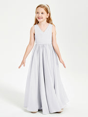 Robes de Demoiselle d'Honneur Junior Élégantes Sans Manches Blanc