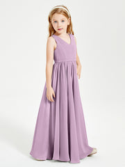 Robes de Demoiselle d'Honneur Junior Élégantes Sans Manches Glycine