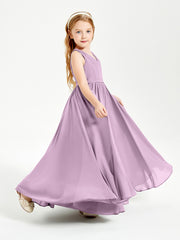 Robes de Demoiselle d'Honneur Junior Élégantes Sans Manches Glycine