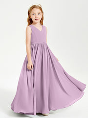 Robes de Demoiselle d'Honneur Junior Élégantes Sans Manches Glycine