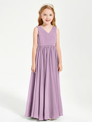Robes de Demoiselle d'Honneur Junior Élégantes Sans Manches Glycine