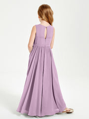 Robes de Demoiselle d'Honneur Junior Élégantes Sans Manches Glycine