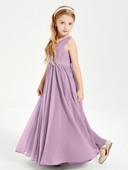 Robes de Demoiselle d'Honneur Junior Élégantes Sans Manches Glycine