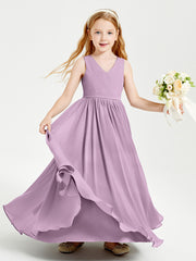 Robes de Demoiselle d'Honneur Junior Élégantes Sans Manches Glycine