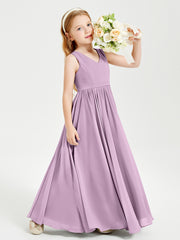 Robes de Demoiselle d'Honneur Junior Élégantes Sans Manches Glycine