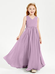 Robes de Demoiselle d'Honneur Junior Élégantes Sans Manches Glycine