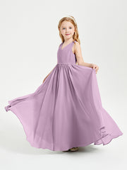 Robes de Demoiselle d'Honneur Junior Élégantes Sans Manches Glycine