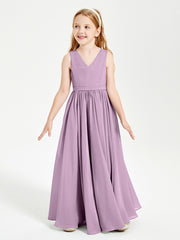 Robes de Demoiselle d'Honneur Junior Élégantes Sans Manches Glycine