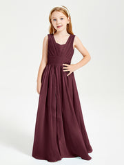 Chic Robes Longues de Demoiselle d'Honneur Junior à Col en V Cabernet