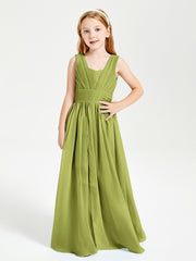 Chic Robes Longues de Demoiselle d'Honneur Junior à Col en V Trèfle