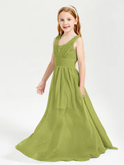 Chic Robes Longues de Demoiselle d'Honneur Junior à Col en V Trèfle