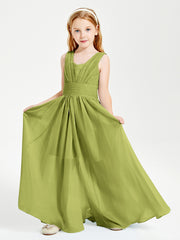 Chic Robes Longues de Demoiselle d'Honneur Junior à Col en V Trèfle