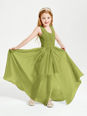 Chic Robes Longues de Demoiselle d'Honneur Junior à Col en V Trèfle