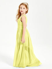 Chic Robes Longues de Demoiselle d'Honneur Junior à Col en V Jonquille