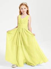 Chic Robes Longues de Demoiselle d'Honneur Junior à Col en V Jonquille