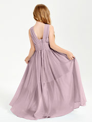 Chic Robes Longues de Demoiselle d'Honneur Junior à Col en V Dusk