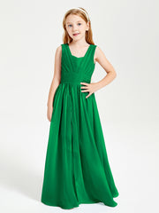 Chic Robes Longues de Demoiselle d'Honneur Junior à Col en V Emeraude