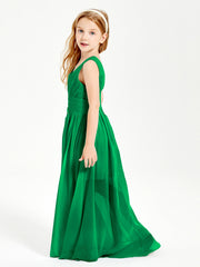 Chic Robes Longues de Demoiselle d'Honneur Junior à Col en V Emeraude