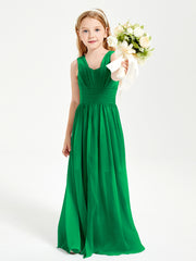 Chic Robes Longues de Demoiselle d'Honneur Junior à Col en V Emeraude