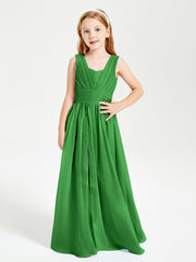 Chic Robes Longues de Demoiselle d'Honneur Junior à Col en V Vert