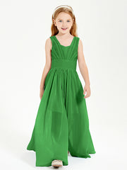Chic Robes Longues de Demoiselle d'Honneur Junior à Col en V Vert