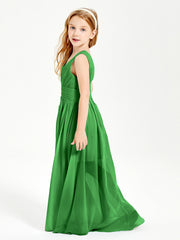 Chic Robes Longues de Demoiselle d'Honneur Junior à Col en V Vert