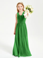 Chic Robes Longues de Demoiselle d'Honneur Junior à Col en V Vert