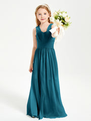 Chic Robes Longues de Demoiselle d'Honneur Junior à Col en V Bleu Encre