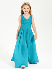 Chic Robes Longues de Demoiselle d'Honneur Junior à Col en V Jade
