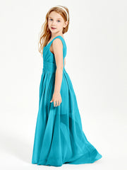 Chic Robes Longues de Demoiselle d'Honneur Junior à Col en V Jade