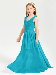 Chic Robes Longues de Demoiselle d'Honneur Junior à Col en V Jade