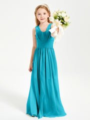 Chic Robes Longues de Demoiselle d'Honneur Junior à Col en V Jade