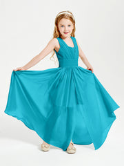 Chic Robes Longues de Demoiselle d'Honneur Junior à Col en V Jade