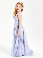 Chic Robes Longues de Demoiselle d'Honneur Junior à Col en V Lavande
