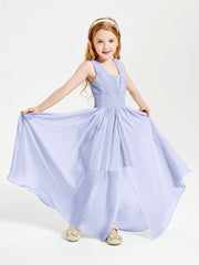 Chic Robes Longues de Demoiselle d'Honneur Junior à Col en V Lavande