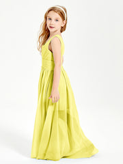 Chic Robes Longues de Demoiselle d'Honneur Junior à Col en V Citron