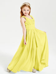 Chic Robes Longues de Demoiselle d'Honneur Junior à Col en V Citron