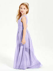 Chic Robes Longues de Demoiselle d'Honneur Junior à Col en V Lilas